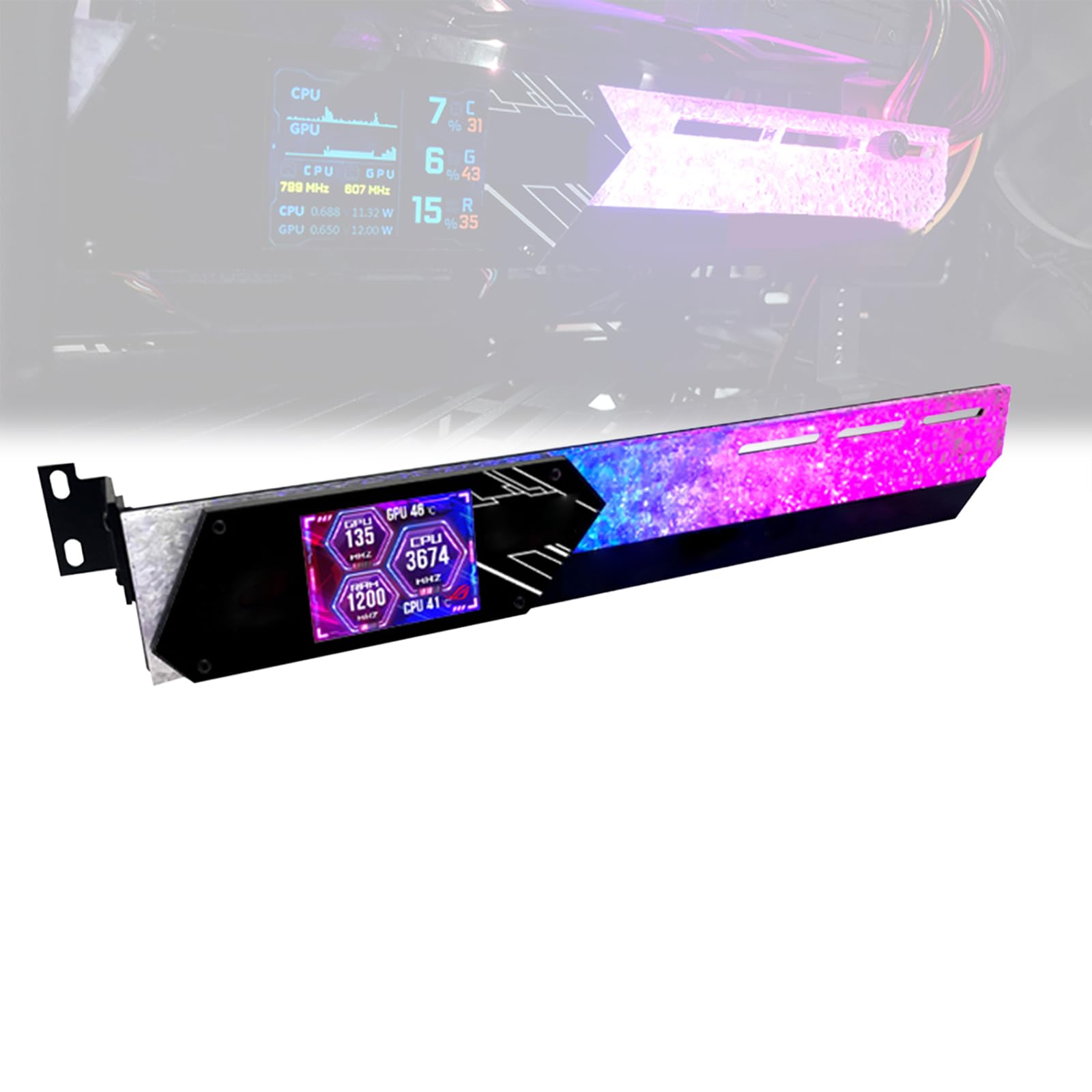 Supporto per Scheda Grafica RGB, Supporto per Gpu con Display da 2,2 Pollici, Risoluzione 320 * 240, Supporto per Scheda Grafica Serie 30/40, per Appassionati di Esport Fai da Te Black
