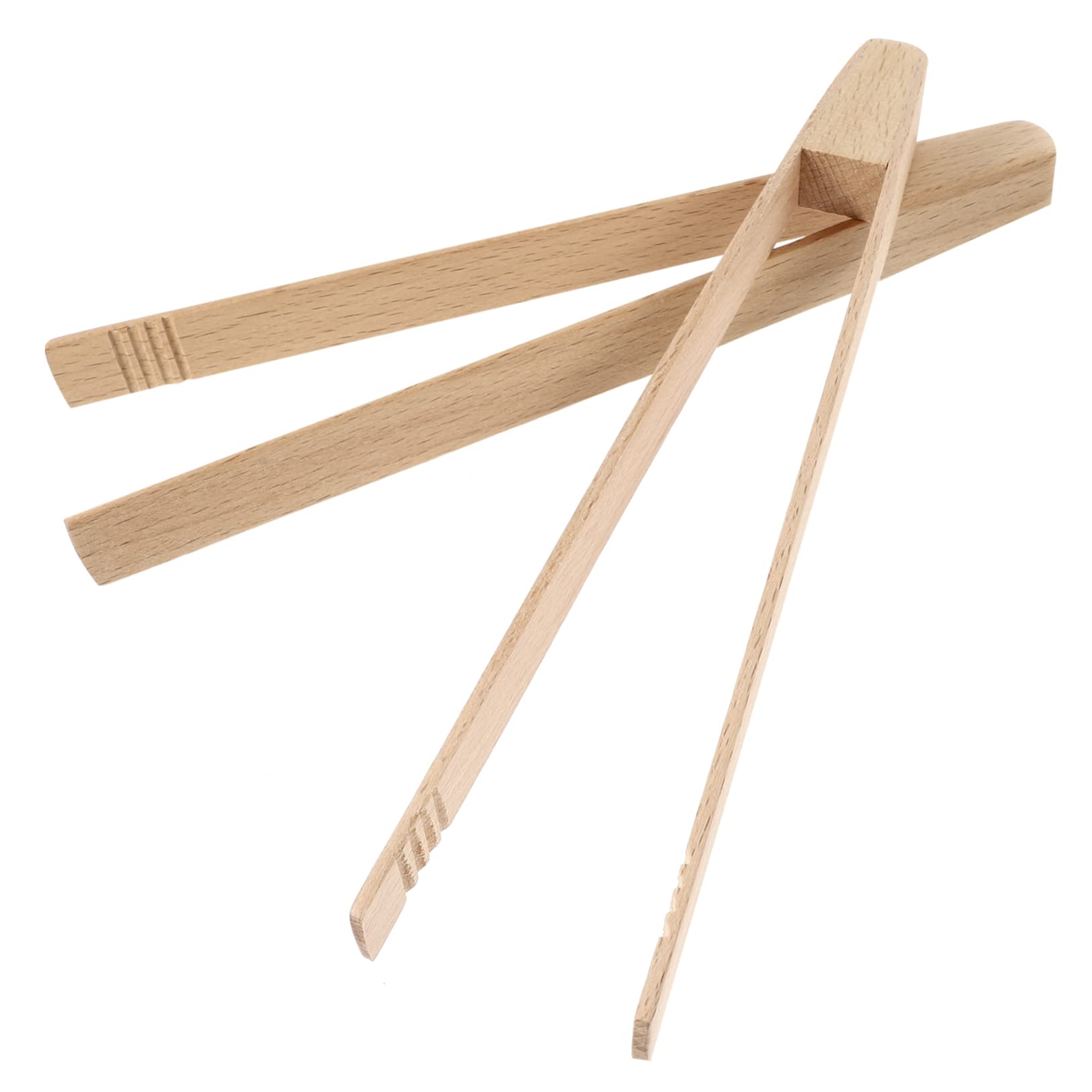 Cabilock 2 Pcs Stainless Barbecue Tongs Wood Tongs for Food Picking Heat Resistant and Comfortable Grip for Barbecue Cooking and Serving