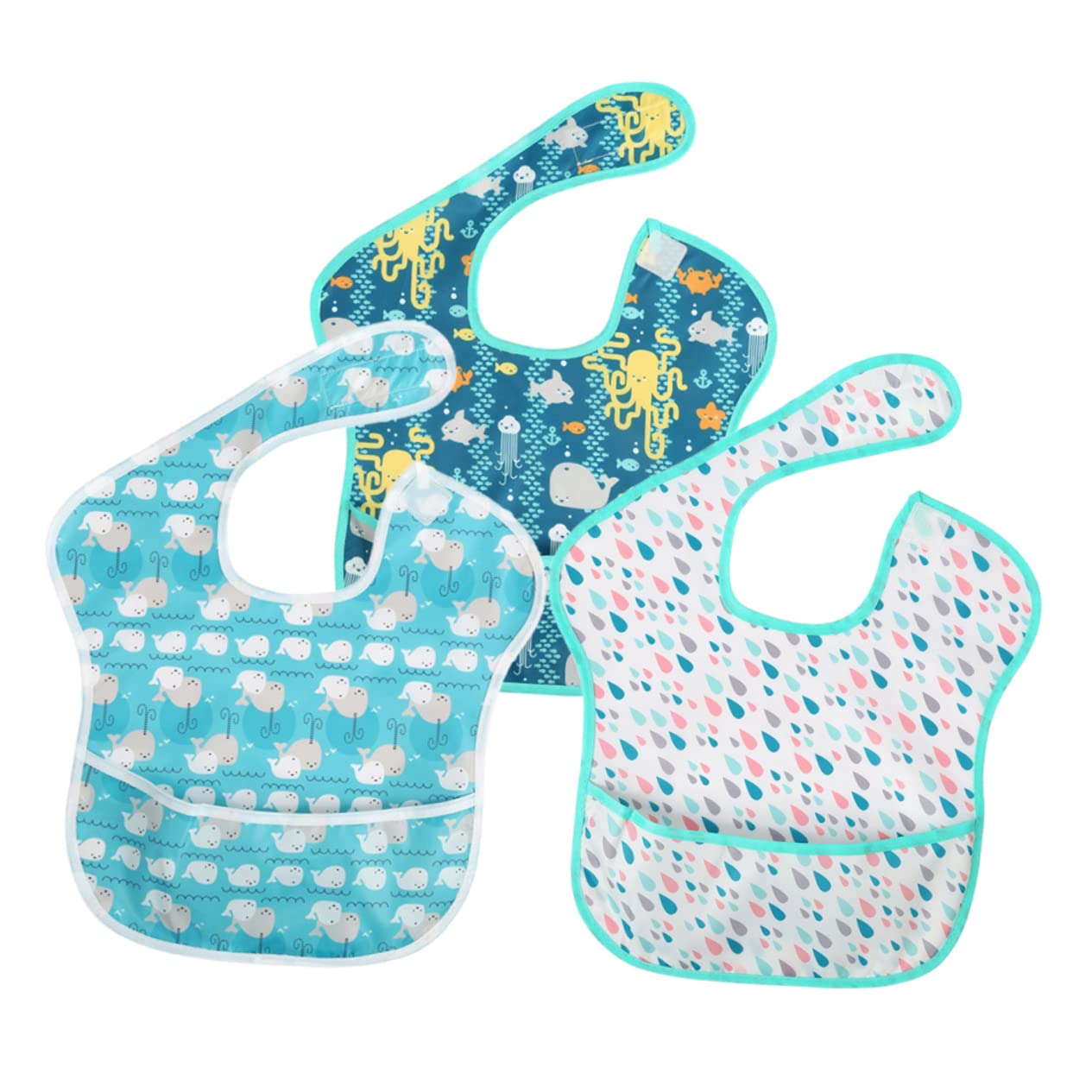 UPKOCH 9piezas Baberos Impermeables Para Bebés De Diseño De Cartoon y De Usar Para Comidas y Bebés Material y Lavable