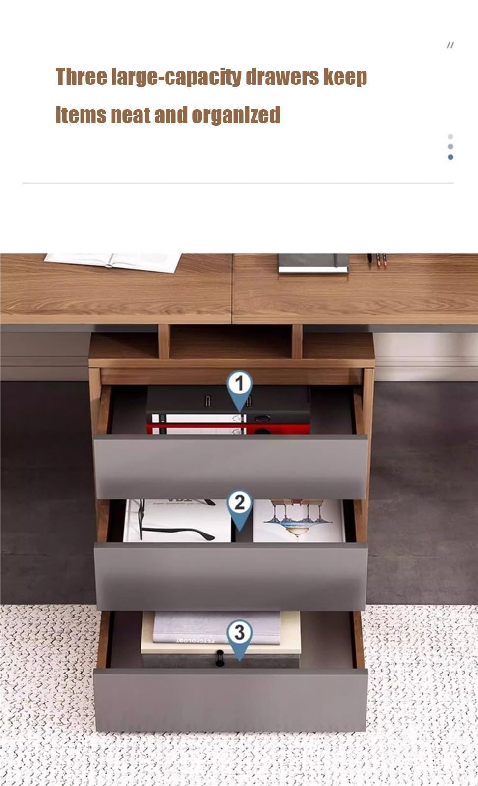Escritorio Doble para Dos Personas Escritorio De Computadora Estilo Moderno 3 Cajones para Estudiar Y Trabajar Oficina En Casa Escritorio Largo C,240CM