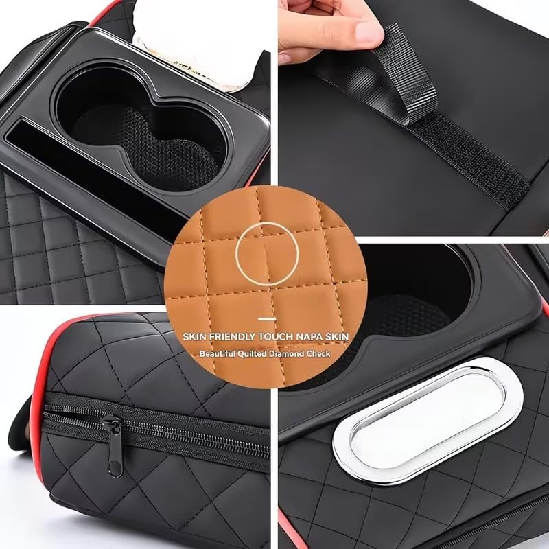 Image of Car Center Console Cover,Microfiber Leather Car Armrest Cover Cushion with 2 Storage Bags,Universal Car Armrest Storage Box Car Interior Accessories for Most Vehicles (Car Arm Rest Cushion(2))
