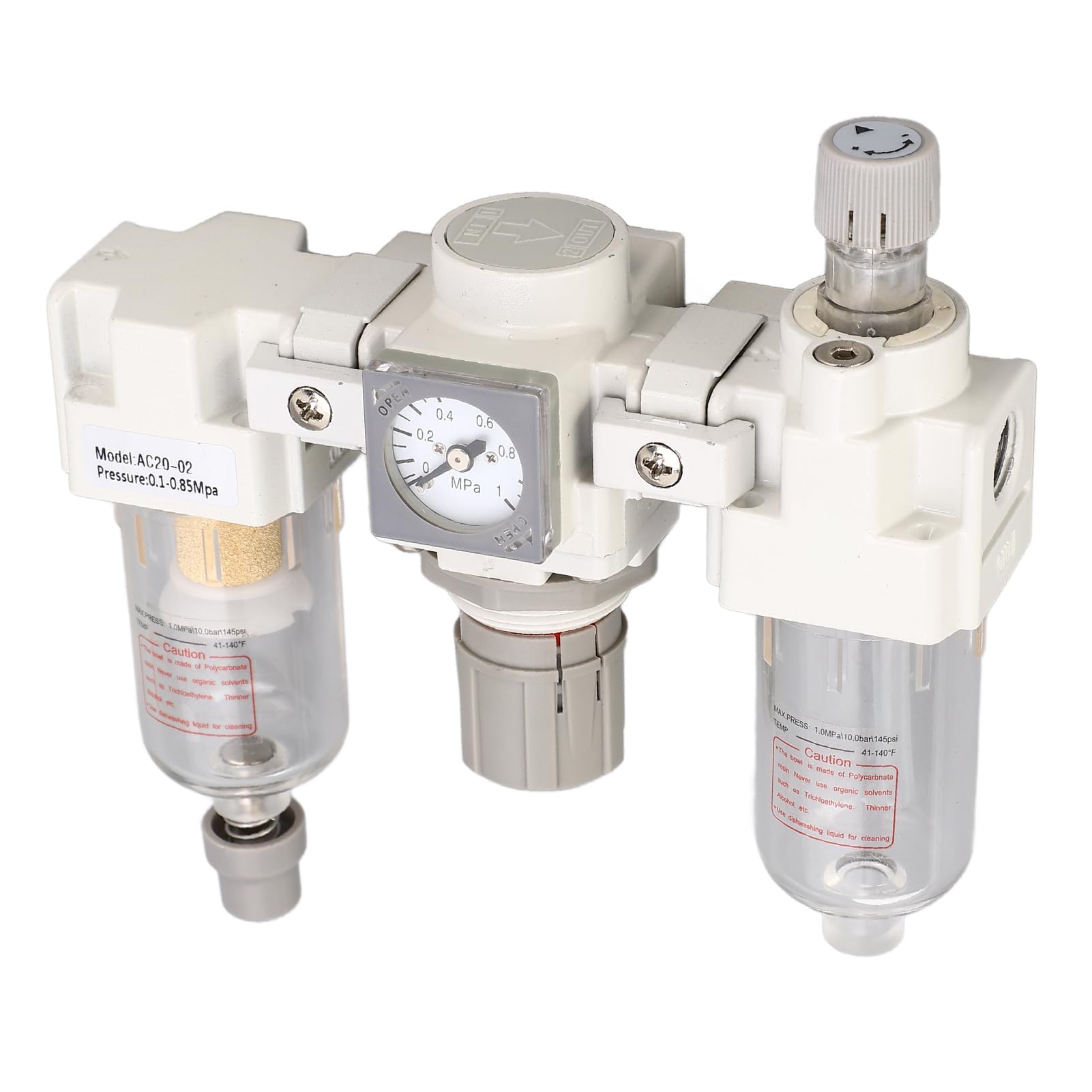 Separatore di olio per compressore con alloggiamento in lega di alluminio G1/4 pollici per strumenti pneumatici a lungo servizio, con regolazione della pressione e tazza di olio