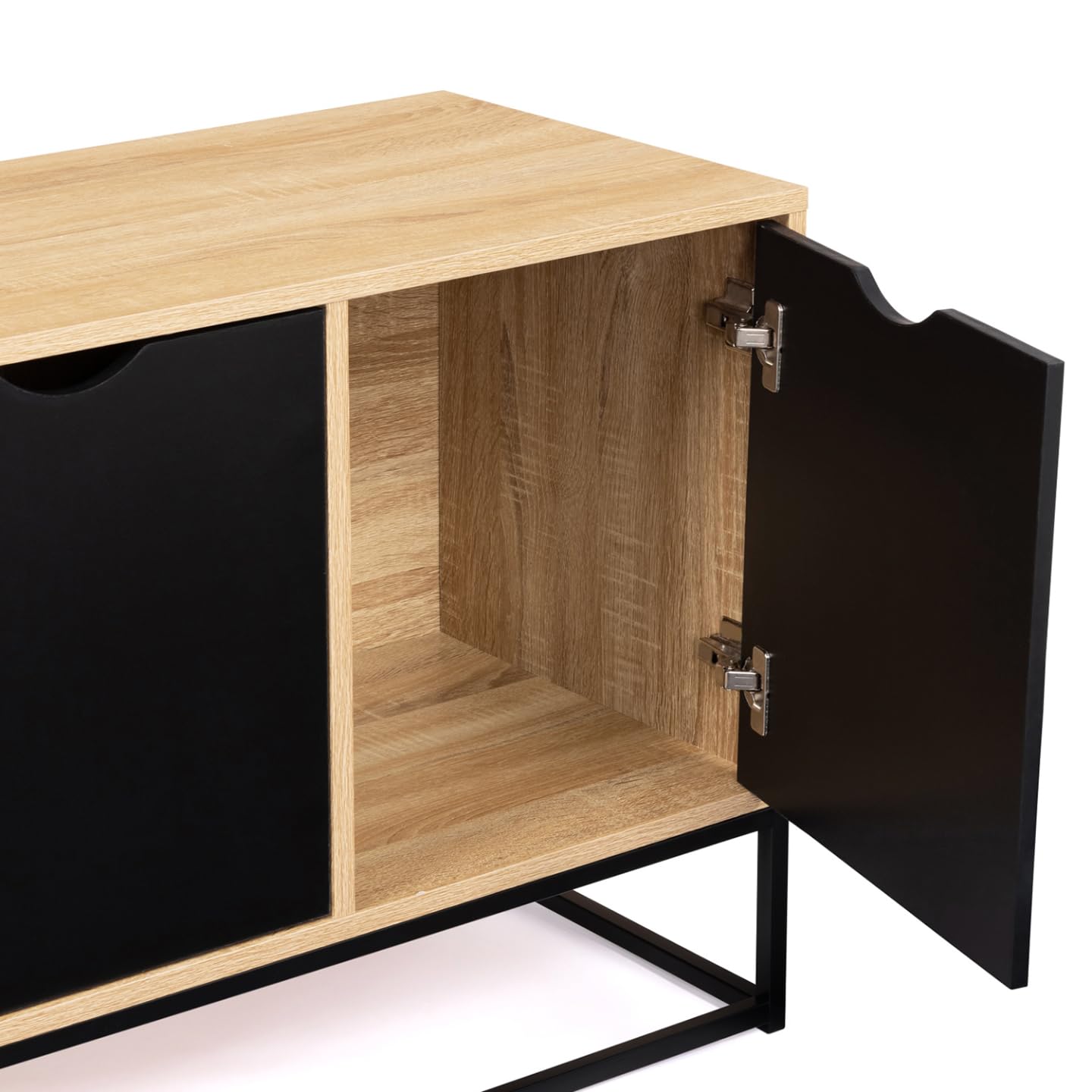 IDMarket Boston Design Industrial - Aparador bajo (3 Puertas Negras, 113 cm), Color Negro