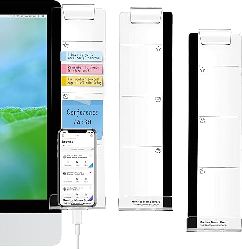 Tablero de notas multifunción para monitor de computadora, panel lateral transparente para computadora, panel lateral creativo con soporte para