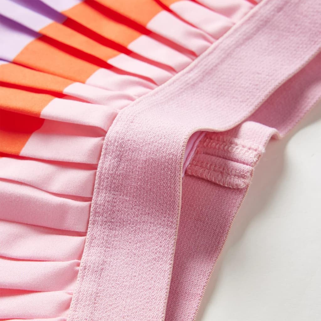 Gonna pieghevole per bambini rosa chiaro, taglia % poliestere, linea ad A, motivo arcobaleno, elastico in vita, pieghe piegate per ragazze