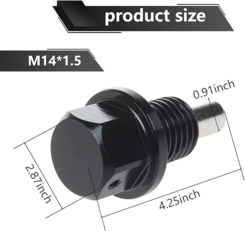 Miniatura 2 de 1 tapón de drenaje de aceite modificado M14 x 1.5 para automóvil, perno de caja de cambios de metal para vehículo con 3 arandelas, compatible con