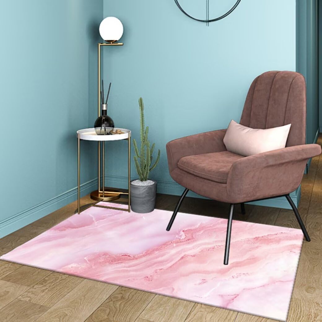 Tapis de salon rose 180x250cm géométrique et lavable