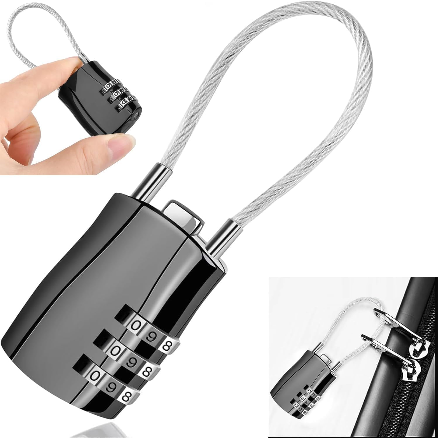 Lucchetto A Combinazione TSA - Per Armadietti Palestra E Valigie, Anello 20mm (3 Cifre)