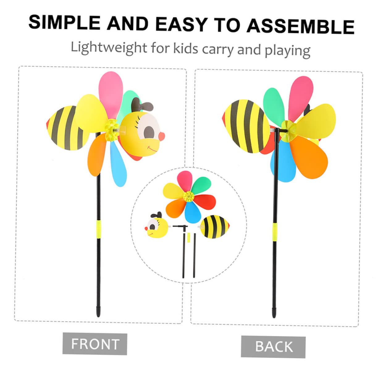 BESPORTBLE 6Pcs Pinwheels Spinners Adorable Cartoon for Outdoor Lawn Decoration Durable Friendly