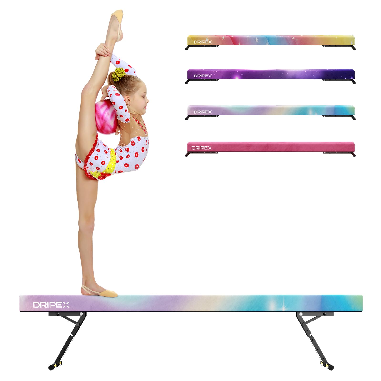 Dripex Adjustable Gymnastic Balance Beam 244CM, Kids Training Equipment