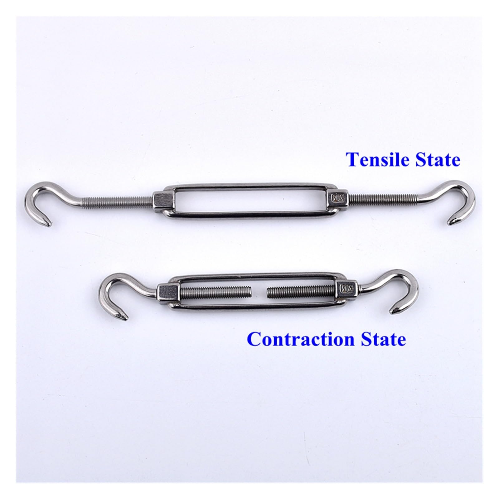 Turnbuckle Wire Tensioner Tensor de Acero Inoxidable 304 for Lonas tensoras de Cable de Acero, instalación DIY con Gancho de Perno de Brida M4-M24(M18)
