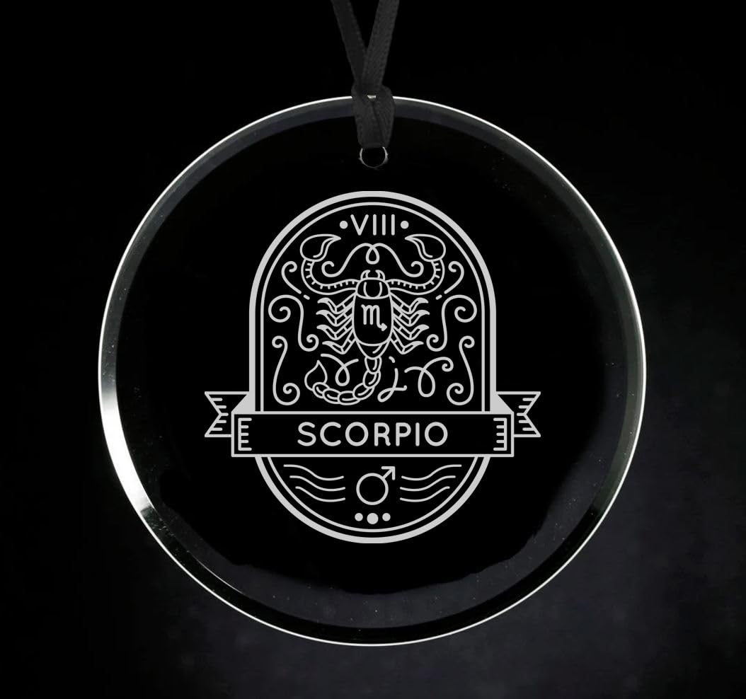 Crystal Glass Circle Ornament Keepsake Gift Mystical Zodiac Horoscope (Scorpio)