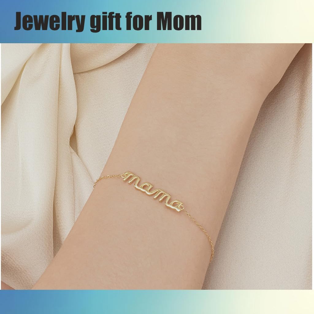Mom Gifts, Personalized Mama Bracelet, Birthday Gifts for Women, Adjustable Hypoallergenic Mom Bracelet for Wife Grandma (Mama Gold) - Image 5