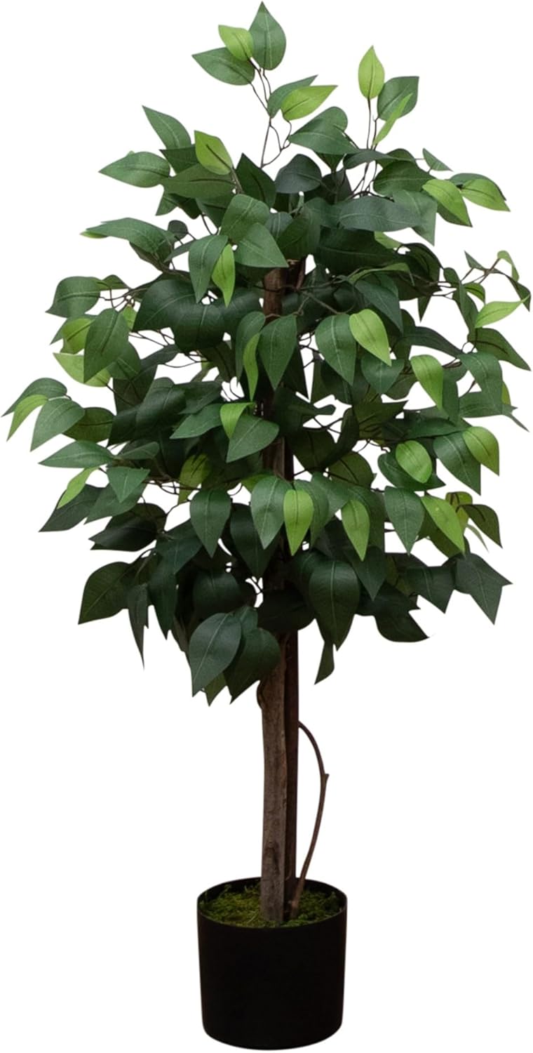 Nearly Natural 3ft Artificial Double Trunk Ficus Tree Indoor Decor Greenery