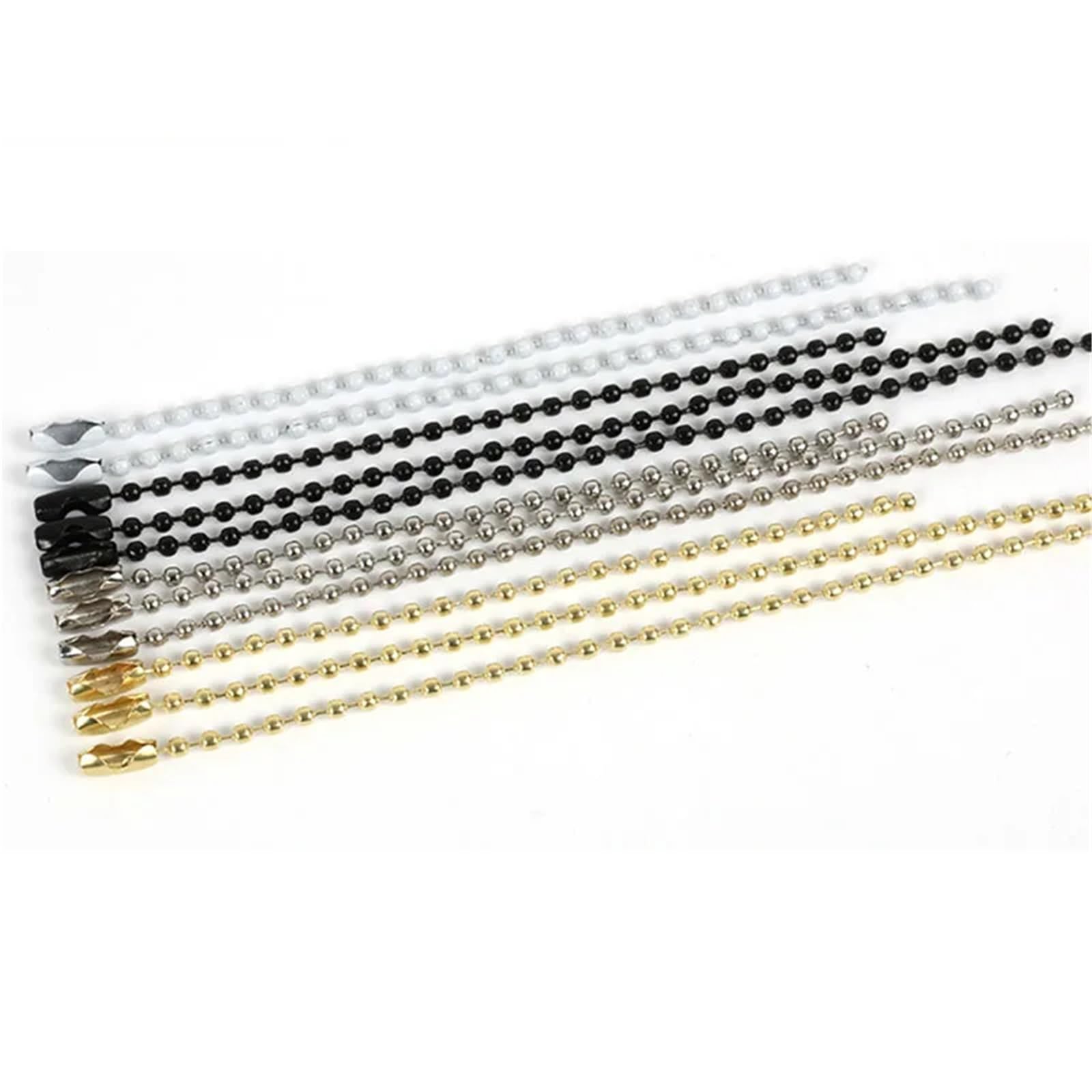 Łańcuszki kulkowe, Okrągły koralik o długości 10 cm i 12 nieśmiertelnik luzem ze złączem do samodzielnego wykonywania wisiorków(Silver white,12cm)