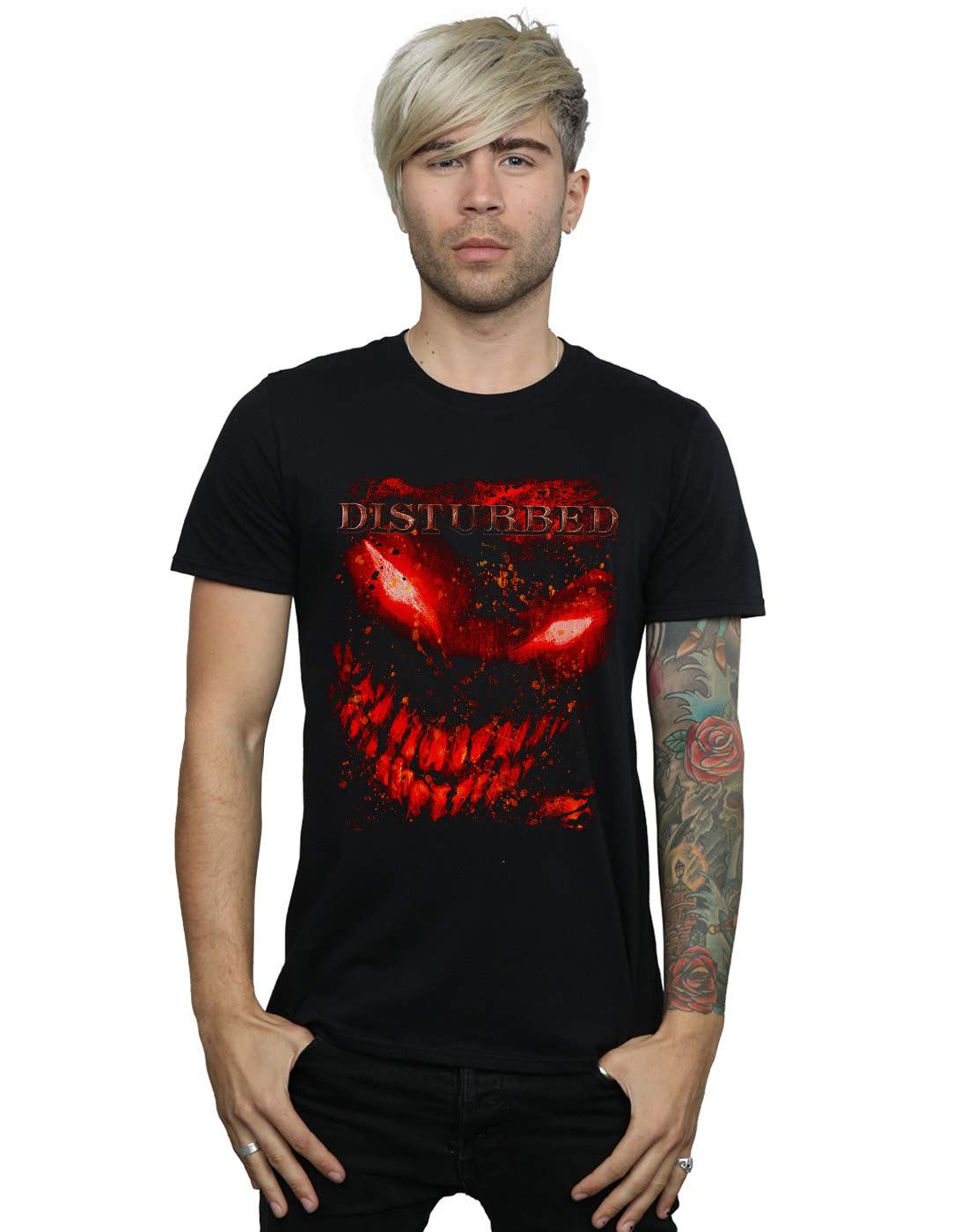 Absolute Cult Men's Black Disturbed Splat Face T-Shirt XX-Large
