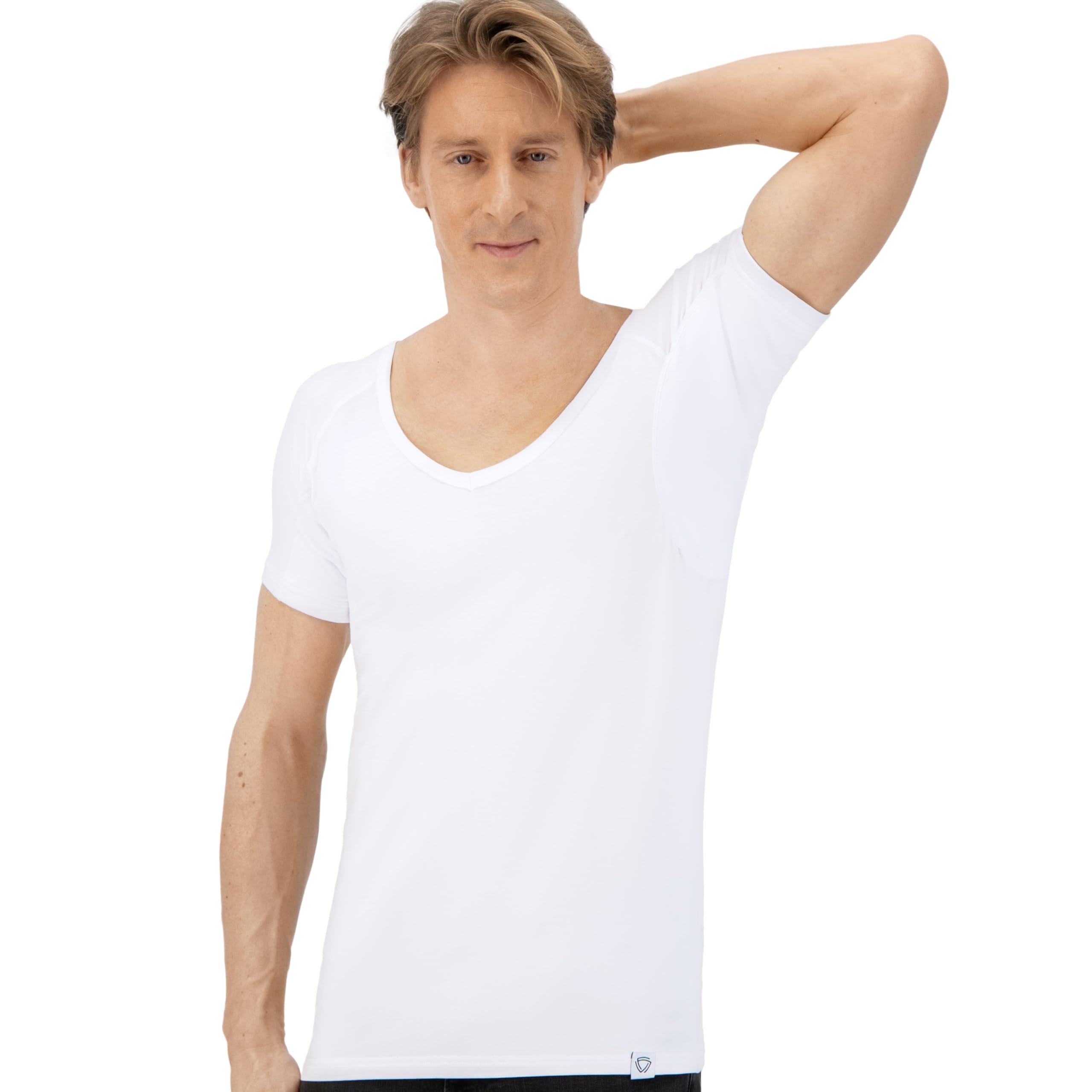 T-Shirt Anti Transpiration - T-Shirt Contre Les Taches de Sueur - Tee Shirt Anti Transpirant - avec ArmPads Pro & Traitement à l'argent - Hommes - Col V Profond