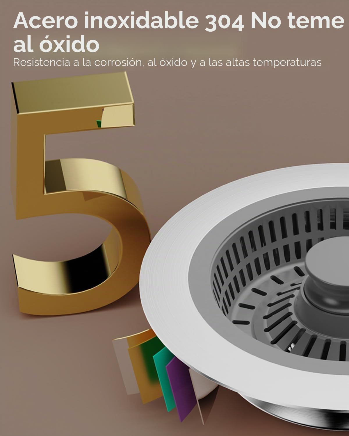 Tapon Fregadero Cocina y colador Fregadero combinación, 3 en 1 de Acero Inoxidable Accesorios Cocina para desagües, Protectores Ideales para Tapones Fregadero Cocina