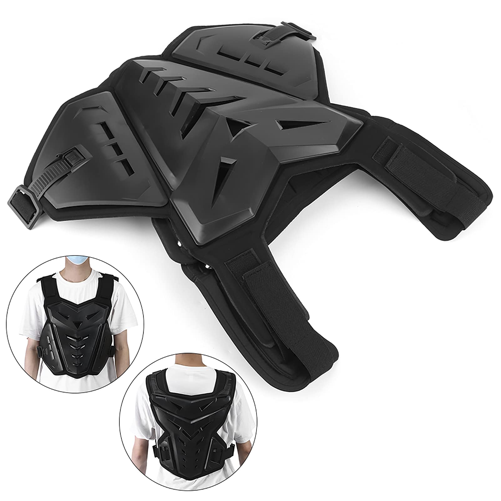Brustschutz Motorradweste Stoßfest Atmungsaktiv Brust und Rückenschutz für Outdoor Sportarten (BLACK)