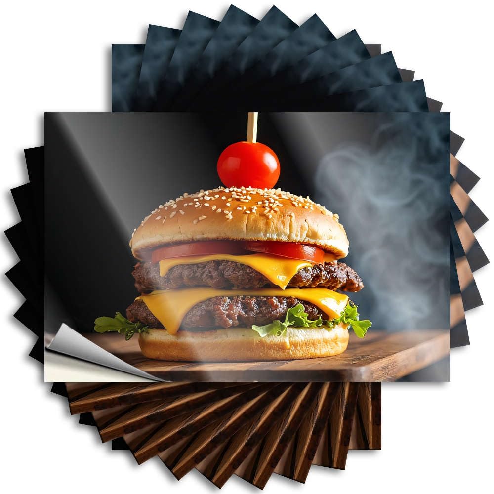 Sticker Tumbler Tiny A Juicy Burger with Cheese, Lettuce, Tomato, and A Cherry On Top. for Billiard - Fall Decor Easy Peel Removable(6X9CM)