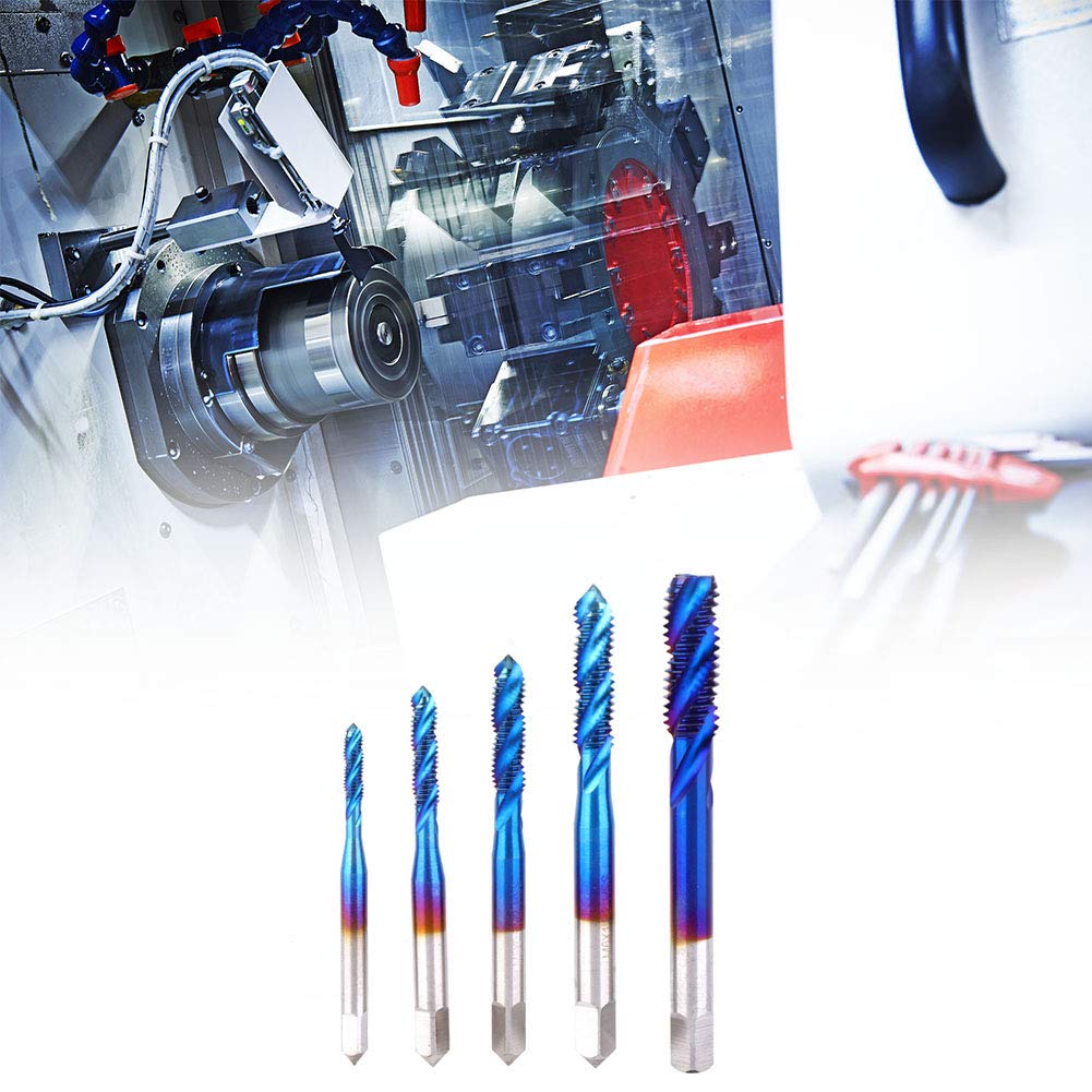 M3 M4 M5 M6 M8 High Speed Steel Tapping Bits, 5Pcs Steel Screw Thread Taps, Spiral Screw Tapper and Blue Coated Tapping Tools, Replacement Taps