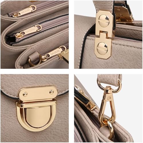 Miniatura 6 de Dasein Bolso con asa superior para mujer, cartera bandolera de cuero vegano, bolso tote mediano
