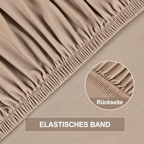 Alishomtll Stretch Stuhlhussen 6er Set Sesselbezug Stuhlbezug mit Armlehnen Abnehmbare Waschbar Schonbezug für Bürostühle Esszimmerstühle Bezug für Küche Bankett Hochzeit Party (Kamel, 6 Stück)