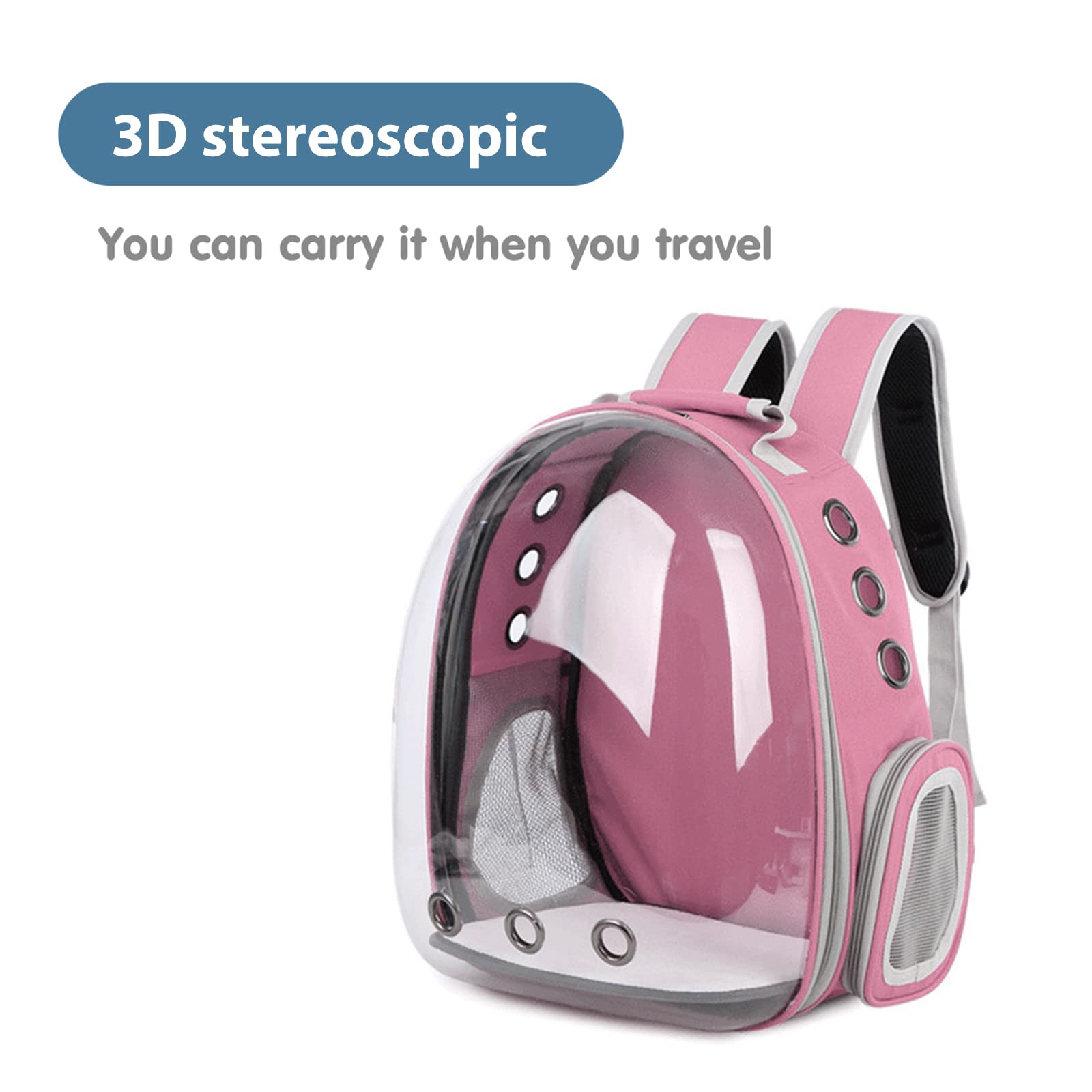 PETCUTE Katzenrucksack Raumkapsel,Tragbar Haustier-Rucksack für kleine Katzen, Welpen, Hunde, Hase,Atmungsaktiv transparenter Hunderucksack,für Reisen, Spaziergänge und Wandern,Rosa