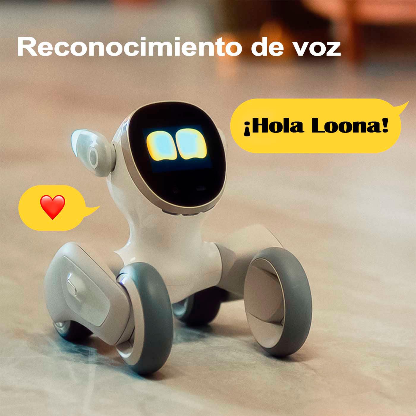 Loona - Mascota Robot Inteligente Interactiva con IA - Perro Robótico con ChatGPT y Control por Voz, Cámara HD, Navegación Autónoma, Monitor de Hogar 24/7, Juguete Tecnológico para Niños y Adultos