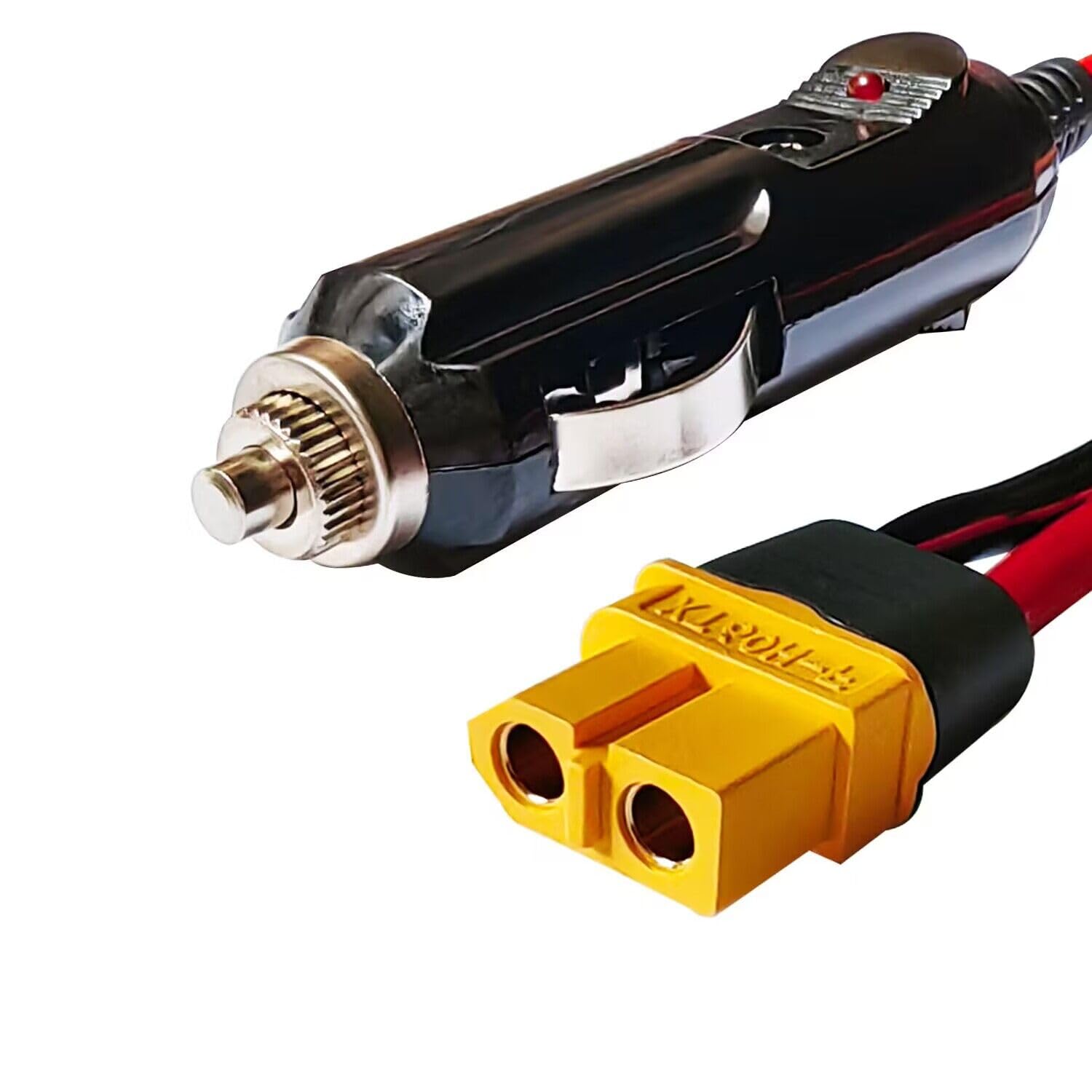 12AWG 3.3Feet Car Cigarette Lighter Plug to XT60 Female Connector Charge Cable, for Solar Panel RV Portable Power Station Solar Generator
