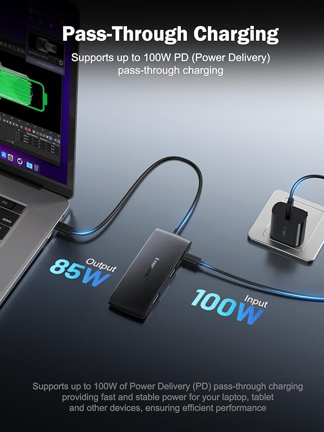 Lemorele Docking Station Dual Monitor 4K 60Hz, Hub USB C 7 en 1 miniatura 6