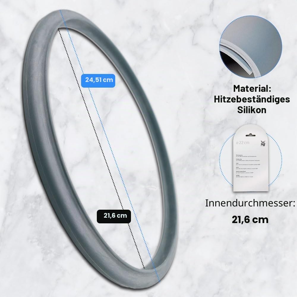 Anakel Home Silikondichtung für WMF Perfect & Perfect Plus Schnellkochtopf – Ersatzteil Dichtungsring 22 cm Innendurchmesser | Art.-Nr. 60.6856.9990 | Original WMF Ersatzteil, Silikon