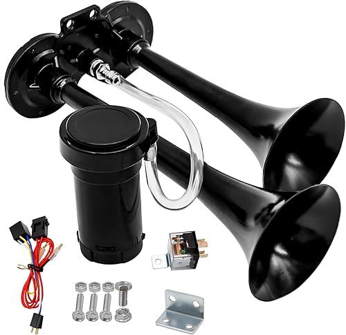 Bocina de aire de 150 DB, bocina ruidosa para tren, barco, kit de bocina de aire para vehículos de sistema de 12 V con compresor de aire de 120 PSI