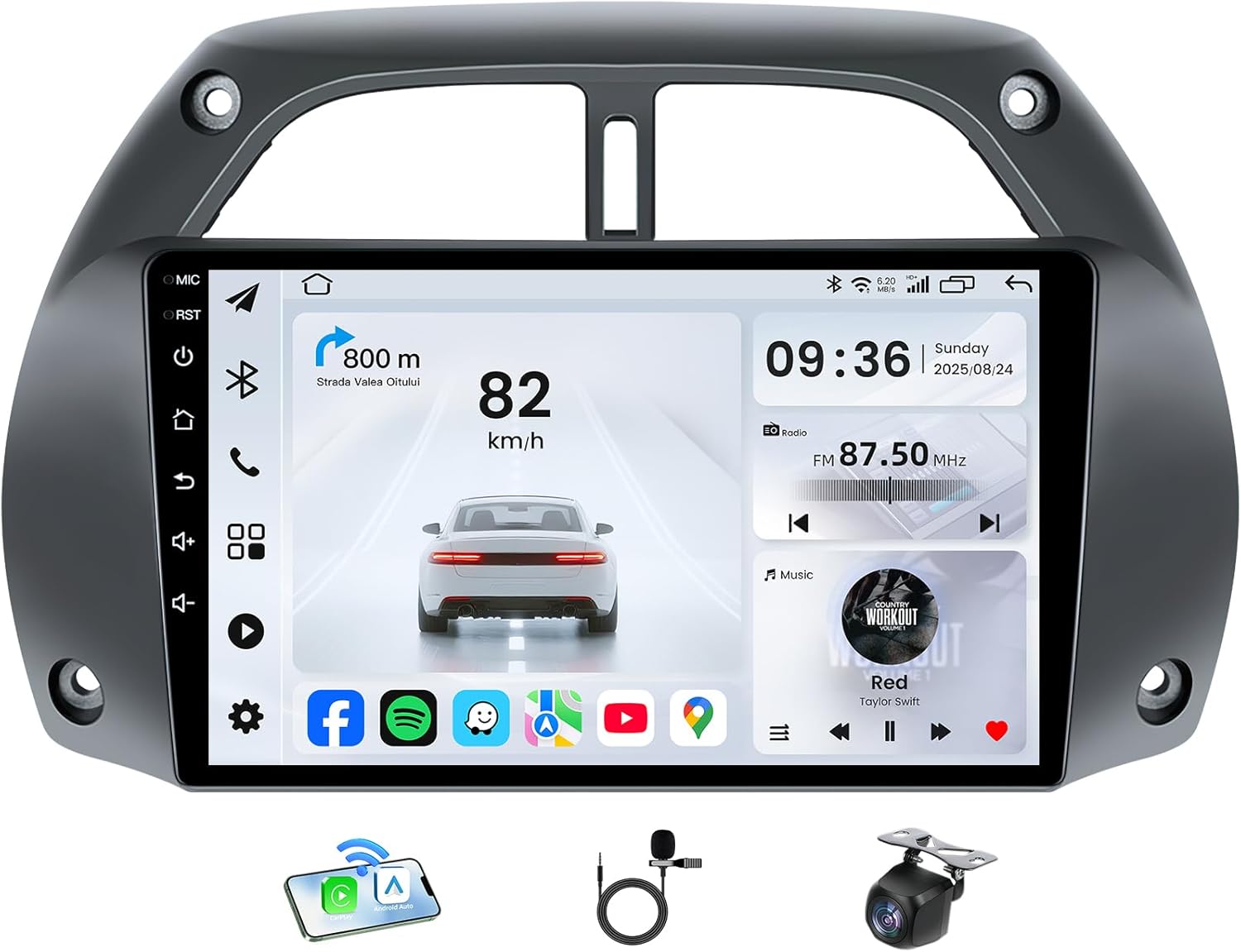 4Core 64G Car Radio for Toyota RAV4 2001-2006: 9 Inch 1280 * 800P IPS Touchscreen with Wireless Carplay Android Auto 5G WiFi 1080P Backup Camera Bluetooth GPS FM Steering Wheel Control Mirror Link