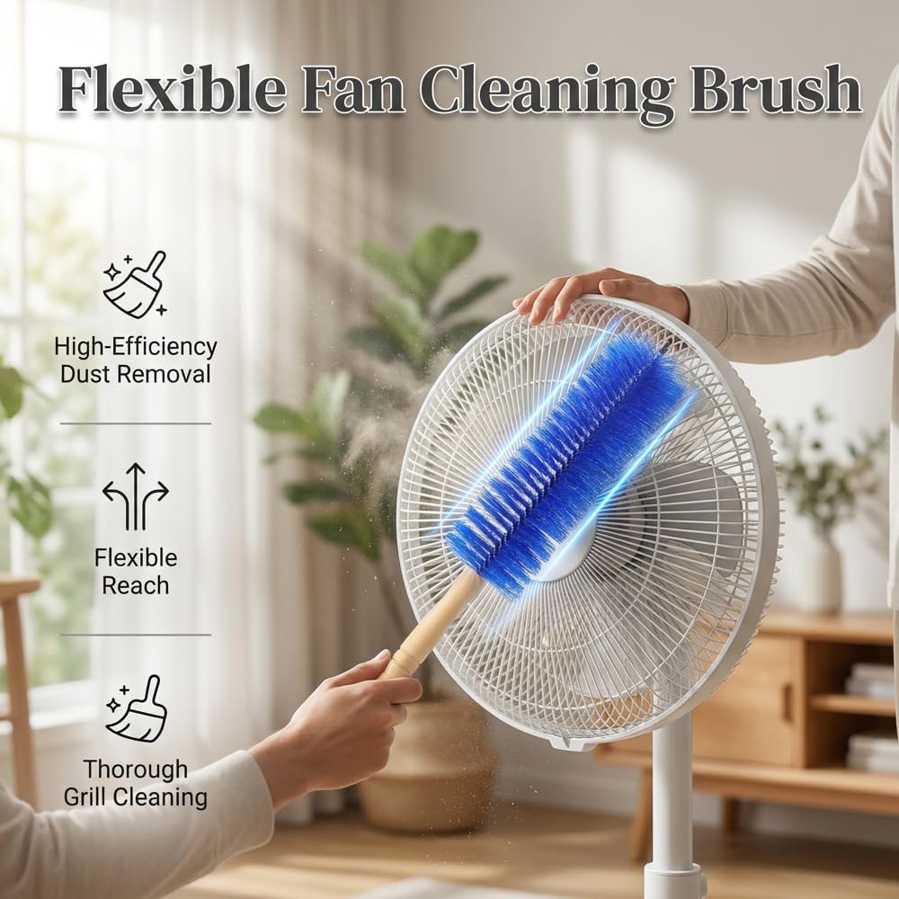 Cepillo de limpieza de ventilador, plumero flexible de microfibra para rejillas de ventilación de techo y persianas, limpiador lavable para el hogar y el coche, 9 pulgadas de longitud, herramienta