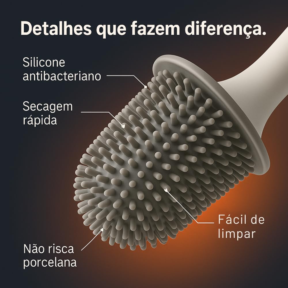 Kit 2 Escovas Sanitárias de Silicone com Suporte, Design Minimalista, Escova Redonda para Limpeza de Vaso Sanitário Kit 2 Escovas Sanitárias de Silicone com Suporte, Design Minimalista, Escova Redonda para Limpeza de Vaso Sanitário