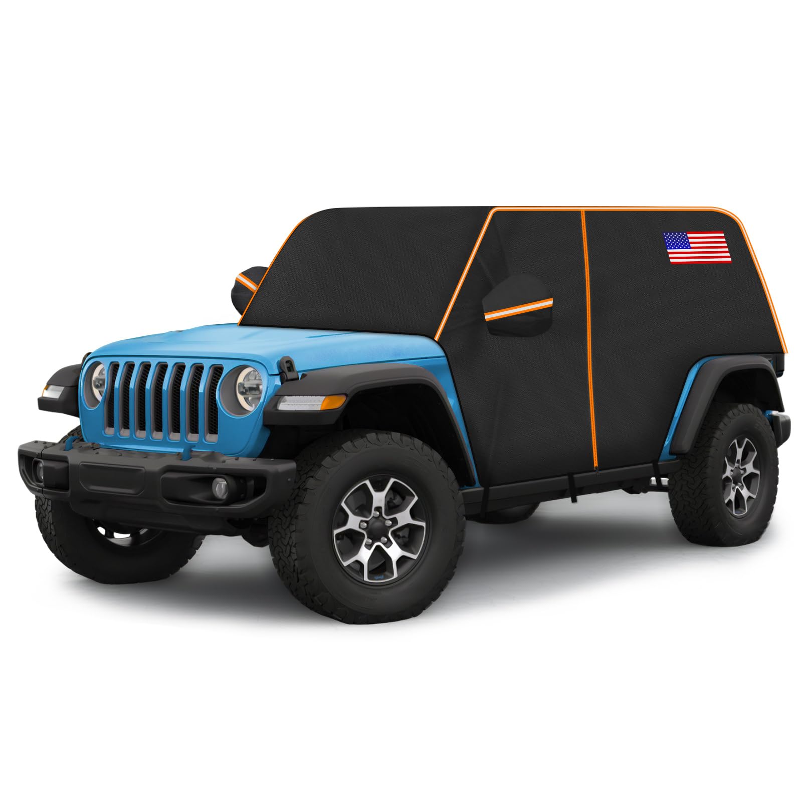 Cab Cover for 2007-2025 Jeep Wrangler JK JL 4 Door Wrangler Car Covers Waterproof All Weather Sun Rain UV Protection, Half Car Cover with 420D Oxford