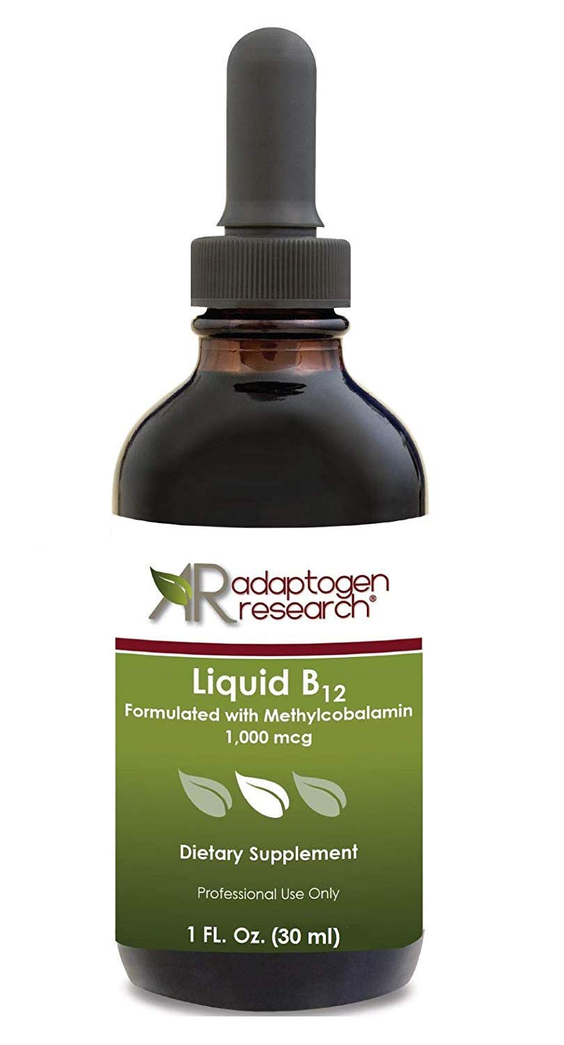Liquid B12 Drops | Coenzyme form Vitamin B12 |1,000 mcg Active Methylcobalamin Supplement | Rapid & Efficient Absorption | Homocysteine & Neurological Health | 1 Fl.Oz. | Adaptogen Research