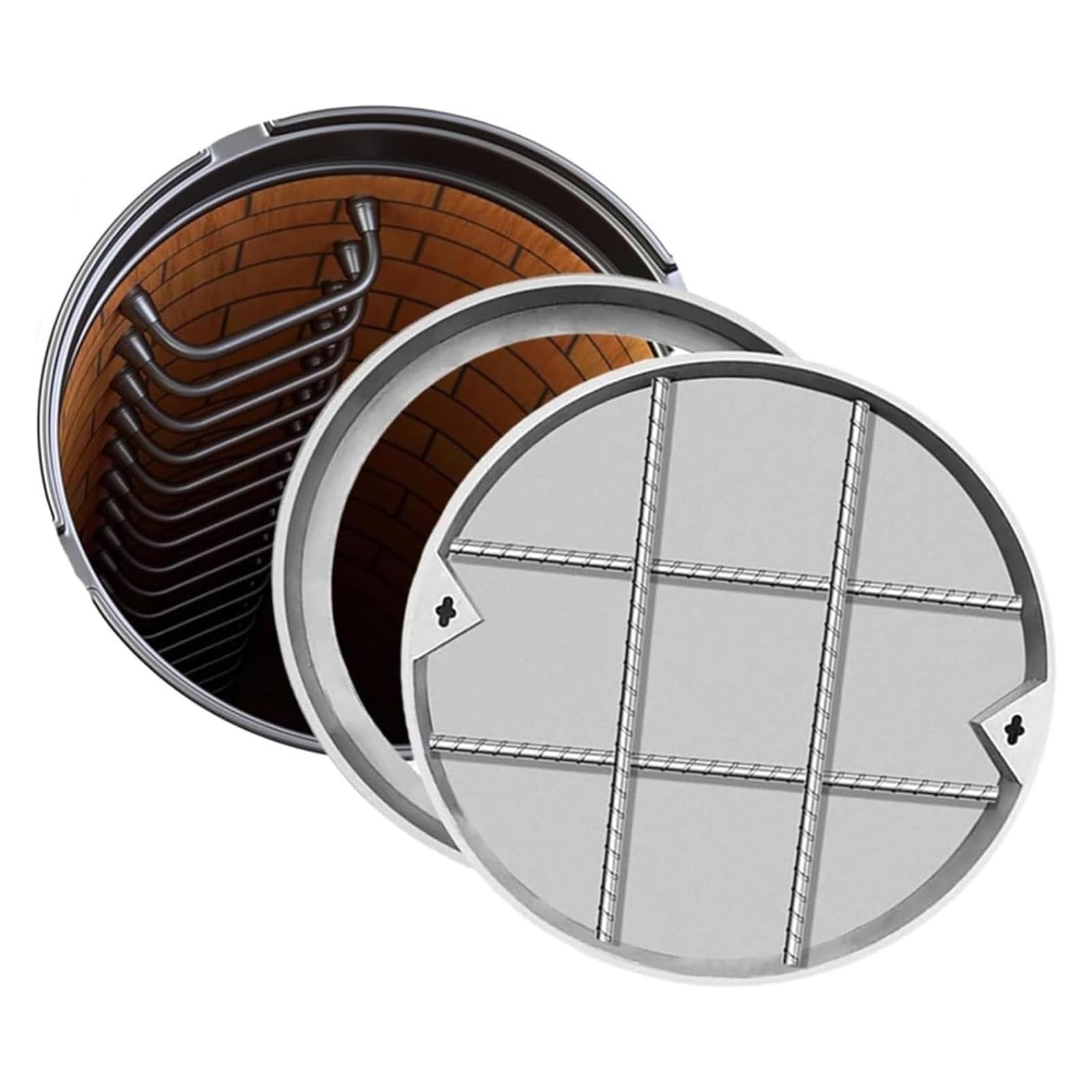 GJMSSMY Invisible Round Drain Cover, 304 Stainless Steel Flush Manhole Lid & Frame, Weatherproof Drainage Cover, Heavy-Duty 80CM/31.5IN for Outdoor Use