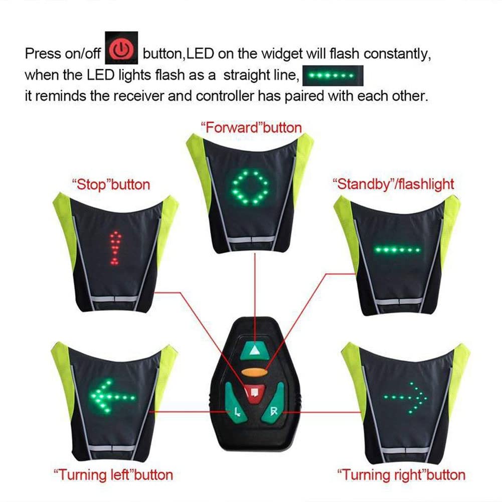 Light Up Running Vest LED Wireless Safety Turn Signal Light Vest