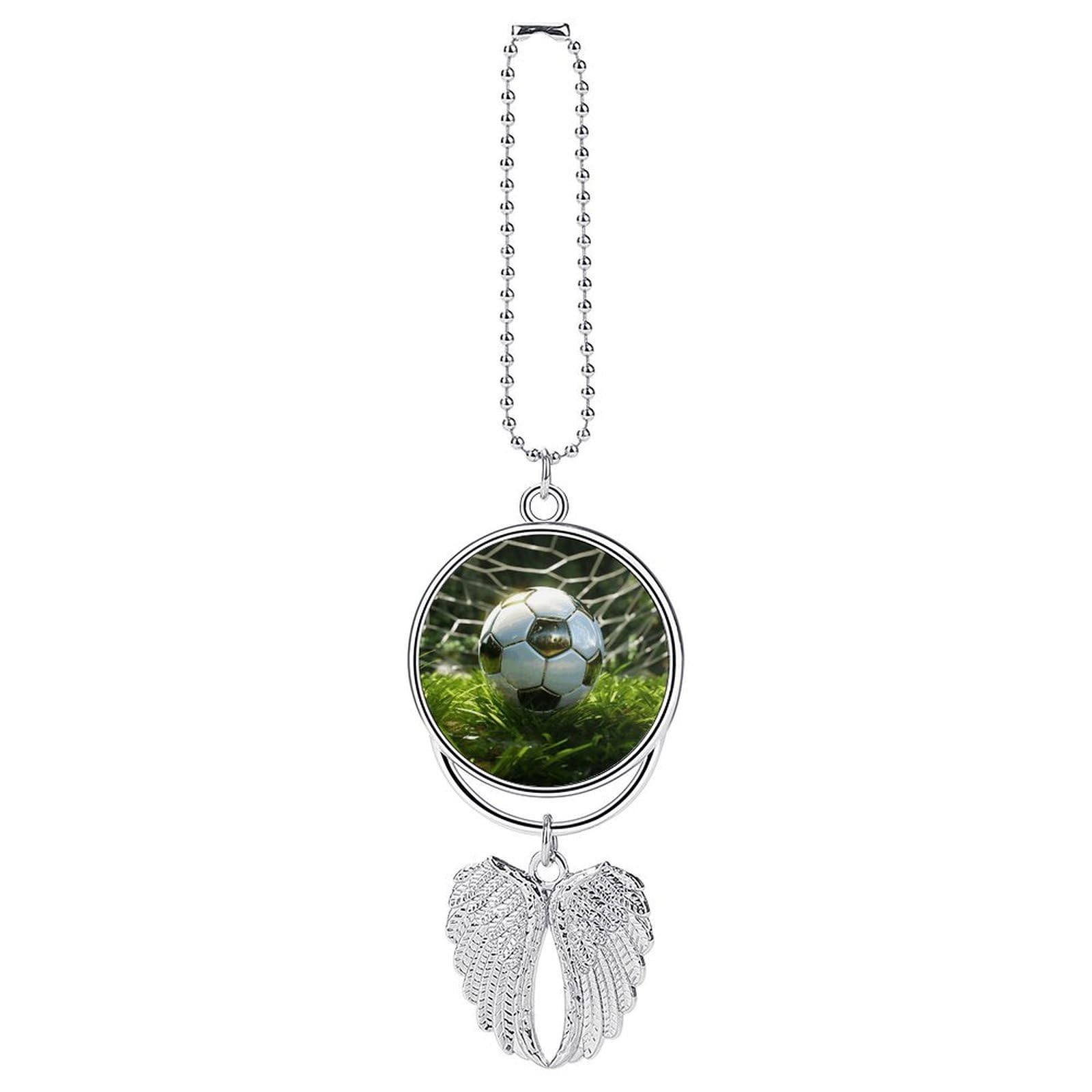 Green Grass Soccer Car Charm Alloy Car Rear View Mirrors Hanging Ornaments Stylish Car Pendant Funny Auto Hanging Accessories Car Hanging Ornaments Gift for Women Men