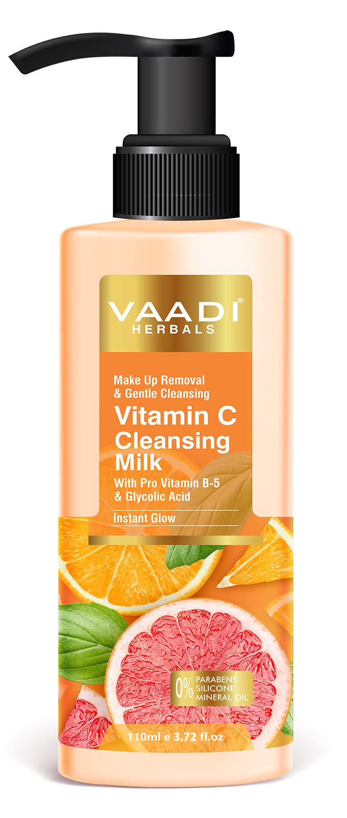 Vaadi Herbals Vitamin C Cleansing Milk| With pro Vitamin B5 & Glycolic Acid | Hydrating Make up Removal & Instant Cleansing (110 ml)