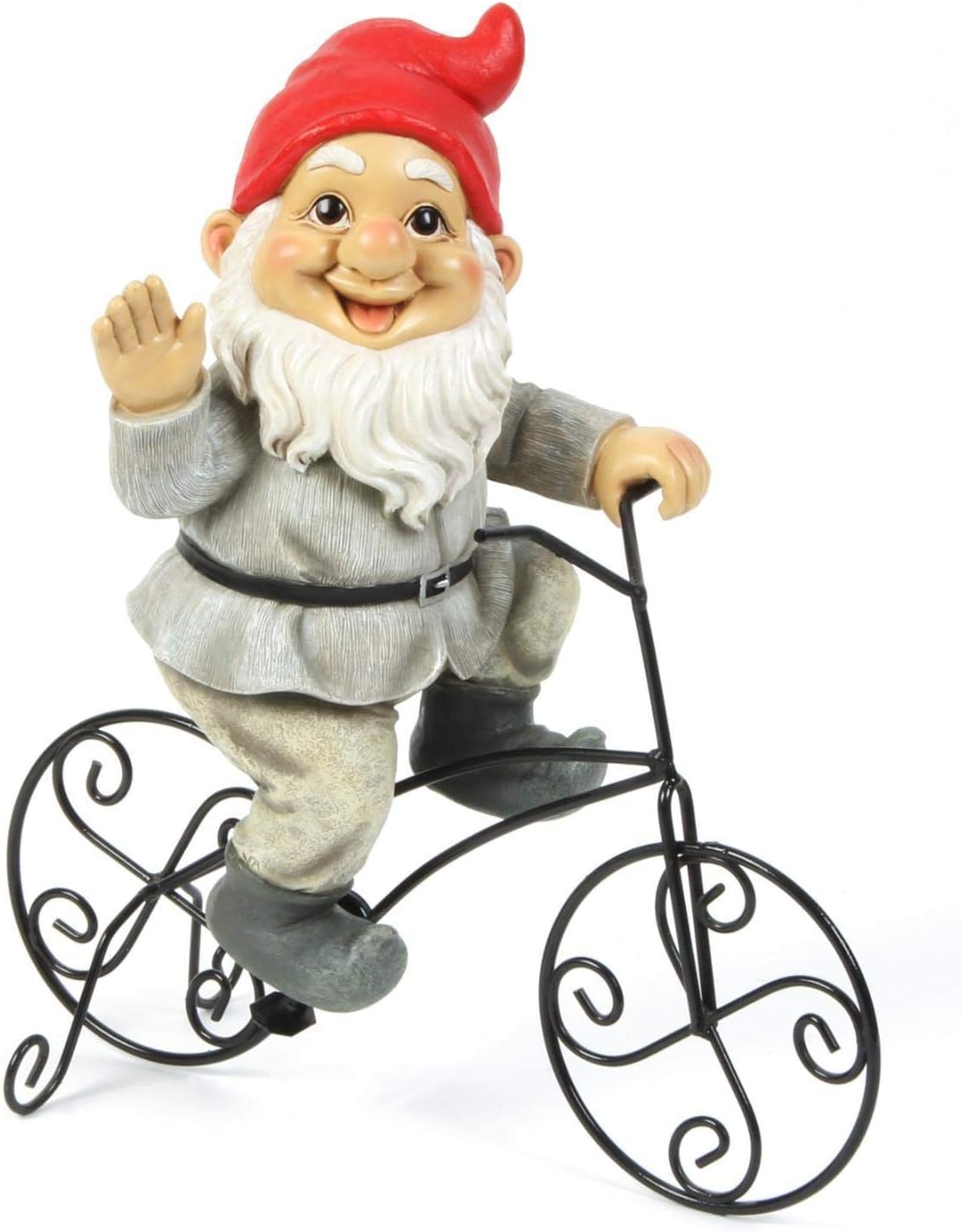 IDWW Garden Gnome Riding Metal Bicycle Ornament Statue Figurine 33.5cm Lawn Patio