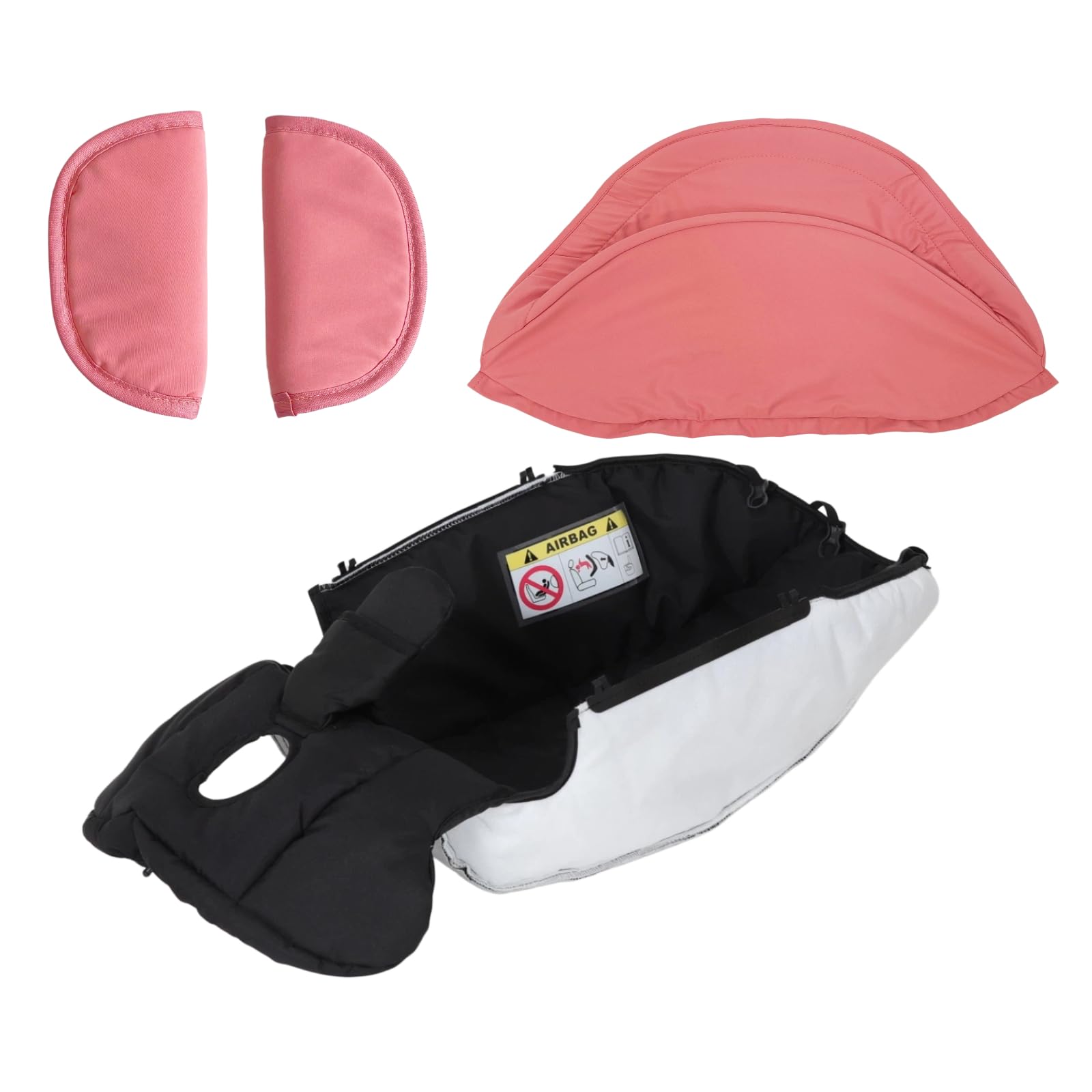 3-Piece Replacement Set Compatible with Doona+ Stroller and Car Seat, Black Seat Cushion, High-Shade Stretch Canopy Cover and 2 Shoulder Pads (Pink)