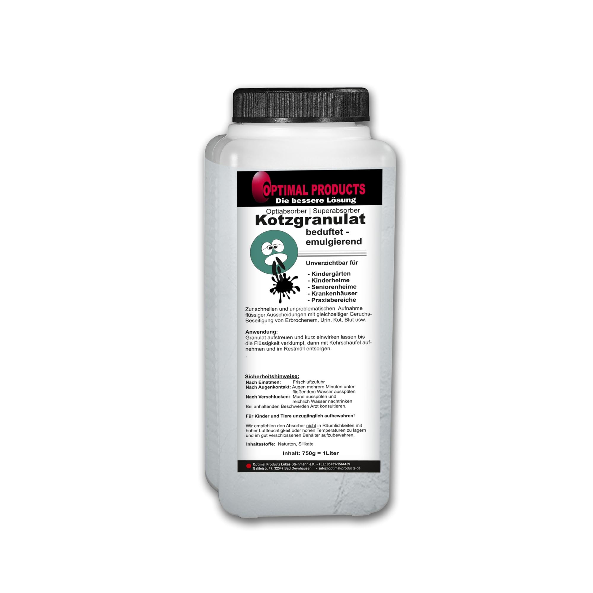 Optimal Products Opti-Absorber I Super Absorber zur Bindung von Erbrochenem, Urin & Kot I Bestens für die Campingtoilette, Camping WC I Kotzpulver 750 Gramm