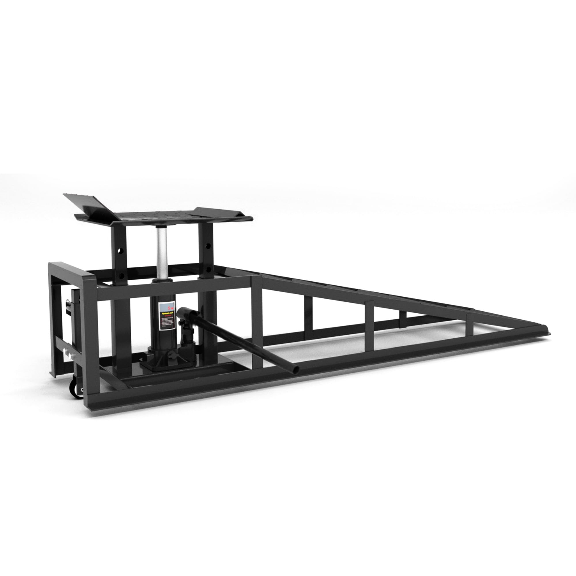 Juego de 2 rampas para coche con gato hidráulico y ruedas, capacidad de carga 5T (5000 kg), altura regulable 23 – 36 cm, plataforma elevadora para cambio de aceite y garaje, rampas de gato portátil