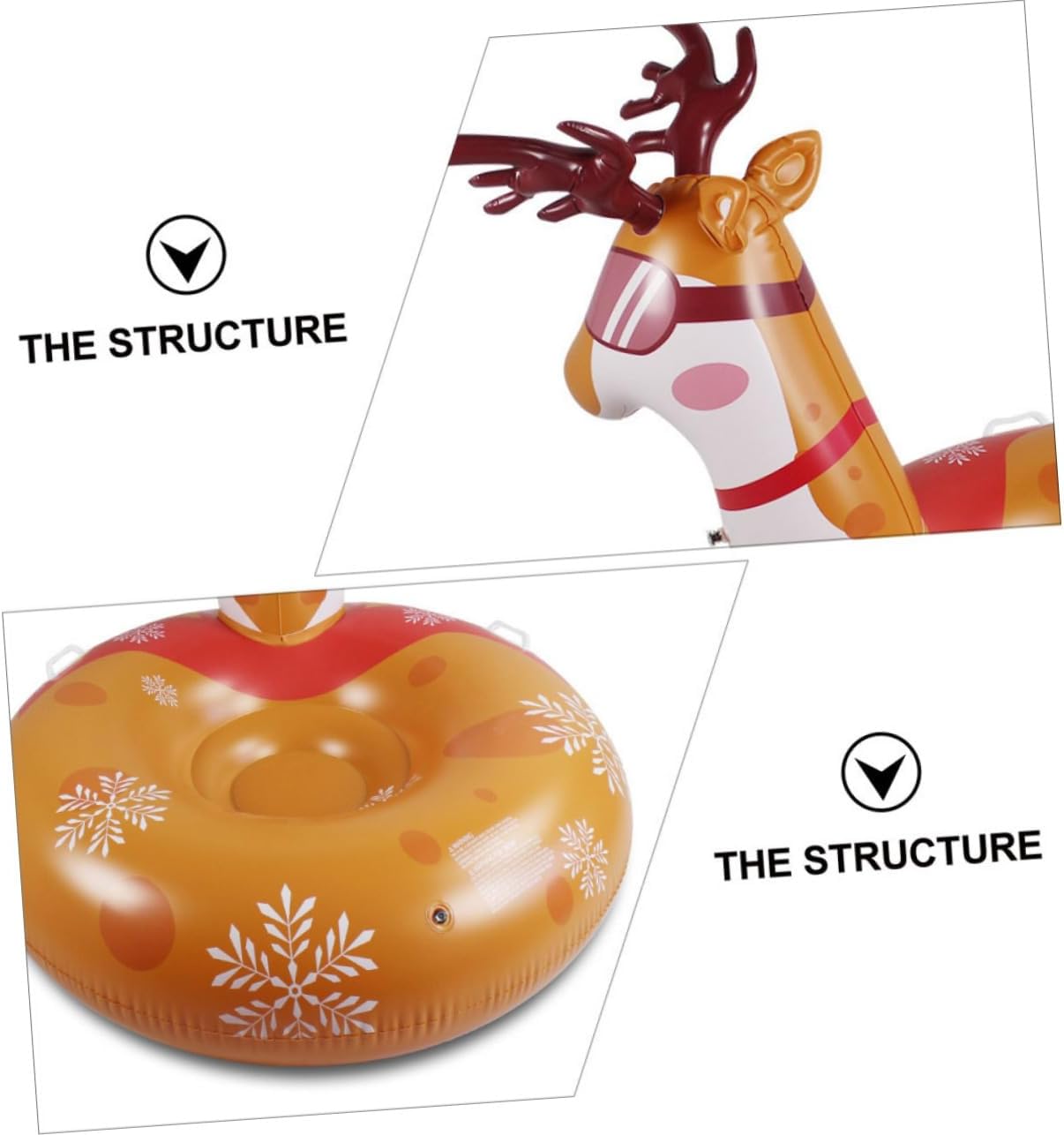 Mipcase PVC Inflatable Snow Tube Deer Shape Durable Thickened Winter Outdoor Snow Sled for High Wear Resistance and Easy to Carry Design