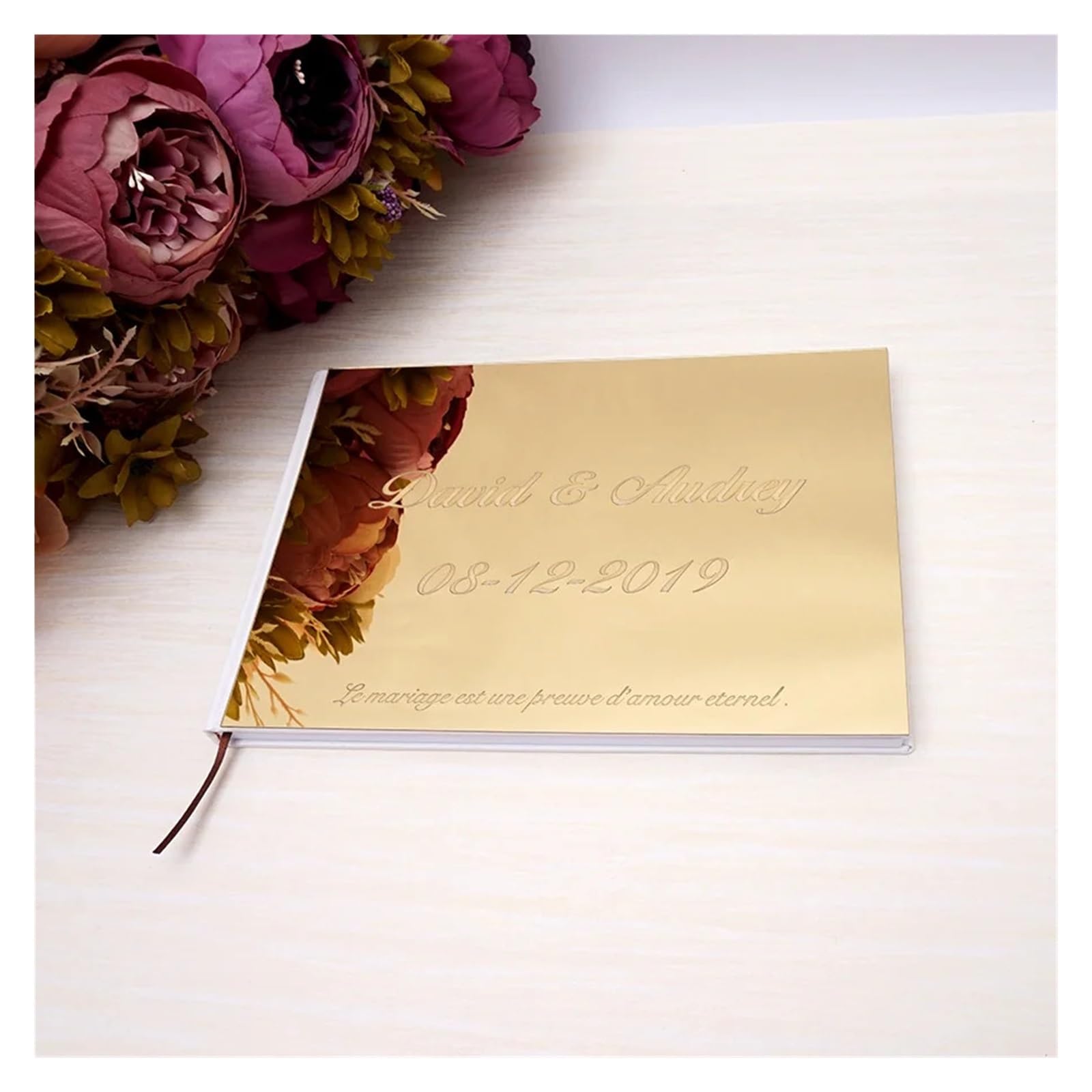 Libro Firmas Boda Álbum de Boda con Espejo acrílico Blanco