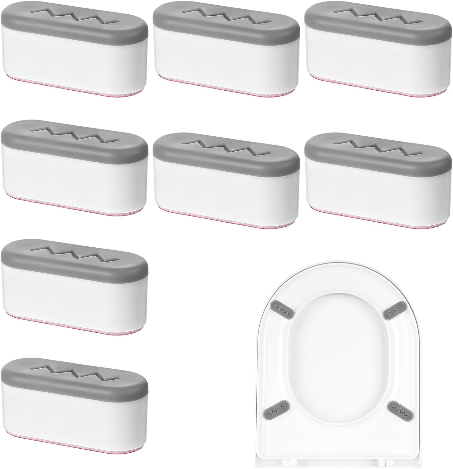 TIESOME 8Pcs Toilet Seat Bumpers for Bidet, Universal Strong Adhesive Spacers Toilet Lid Rubber Bumpers for All Toilet Seats, Evenly Distributes Weight to Prevent Seat and Bowl Damage(Arc)