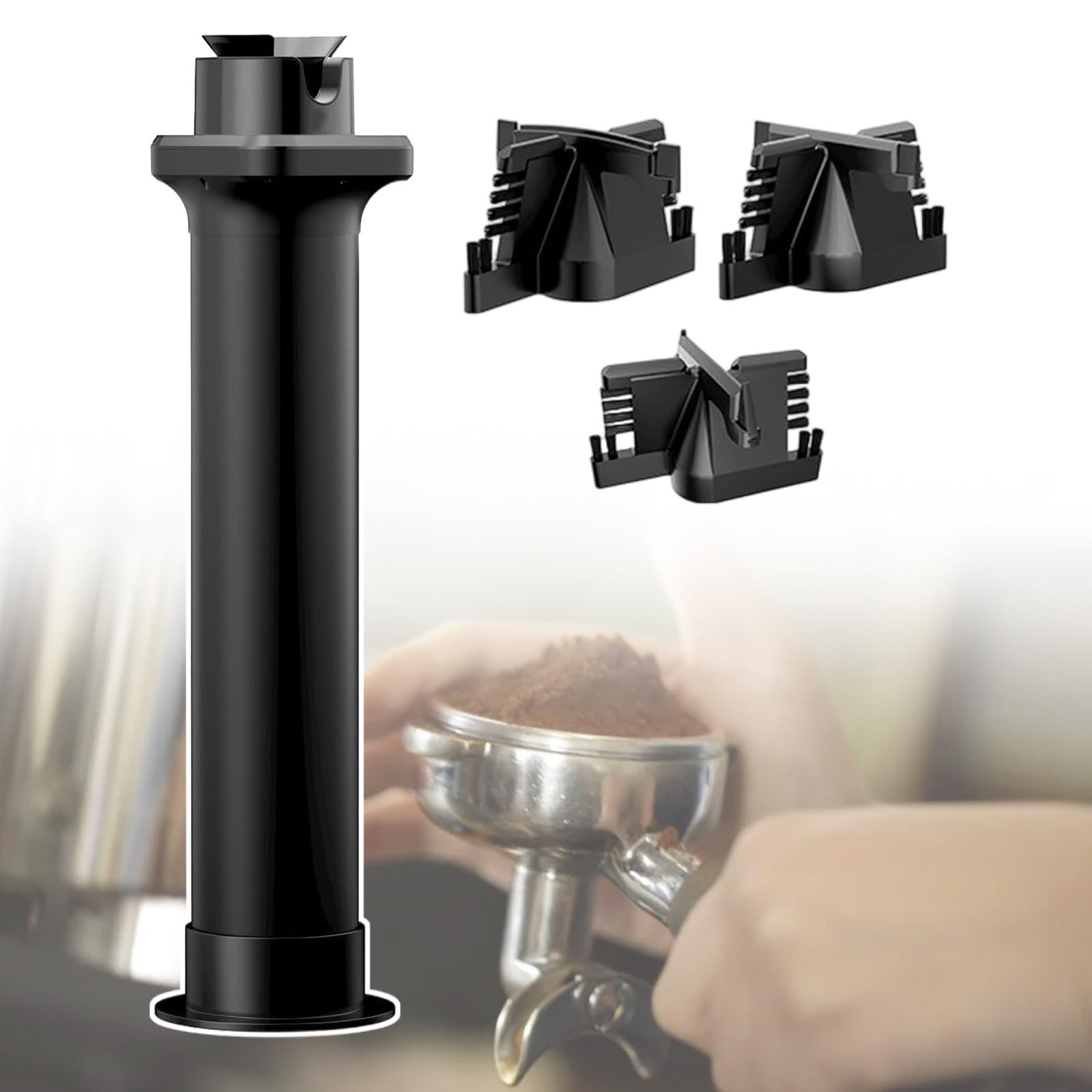 Limpiador De Portafiltros De Café De Escritorio, Revestimiento ExtraíBle, Mango De InduccióN con Arranque AutomáTico, Limpia Los Posos De Café En 3 Segundos, con 3 Cabezales De Limpieza
